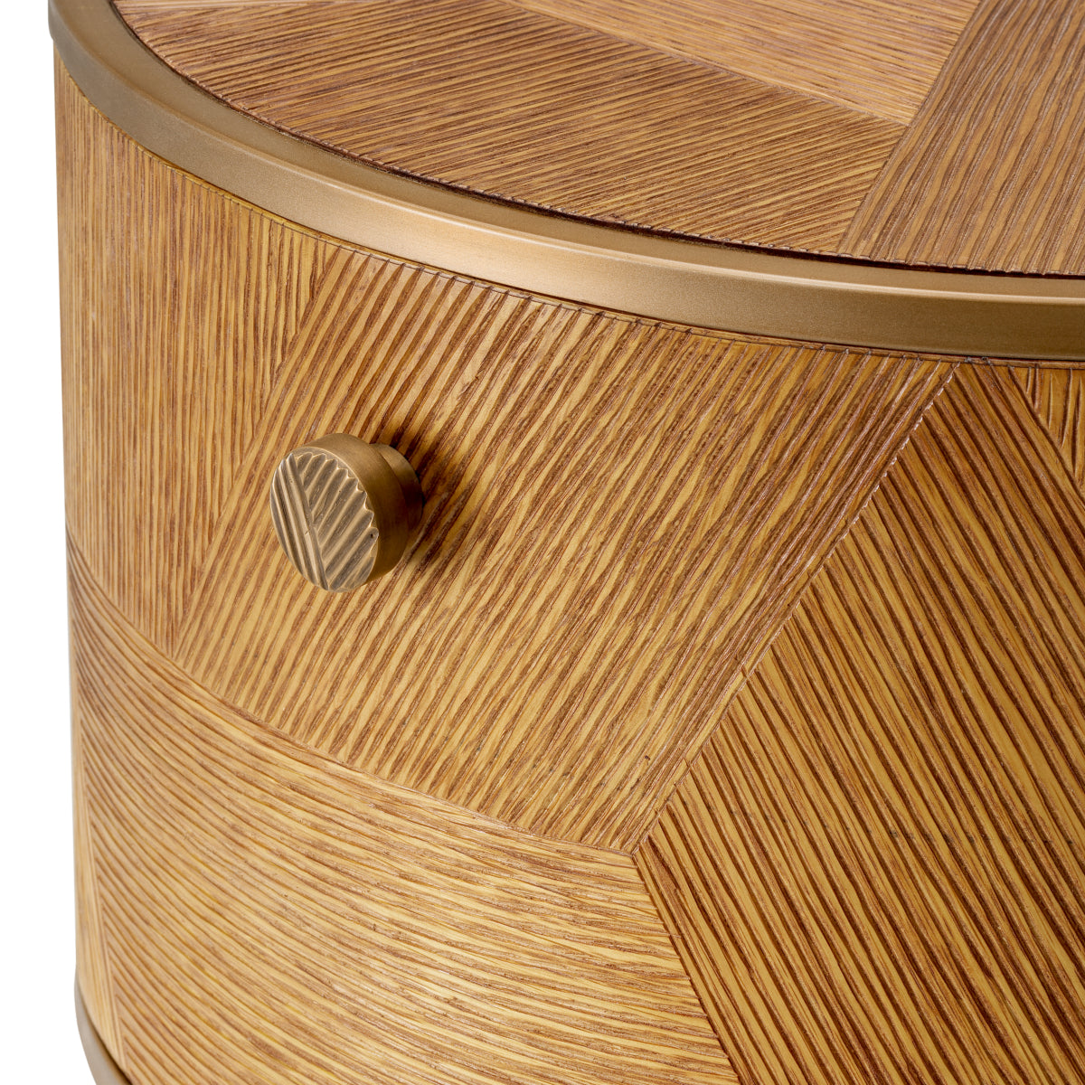 Naktsskapis Velutto Eichholtz 50/56 cm Caramel carved oak veneer/brushed brass finish