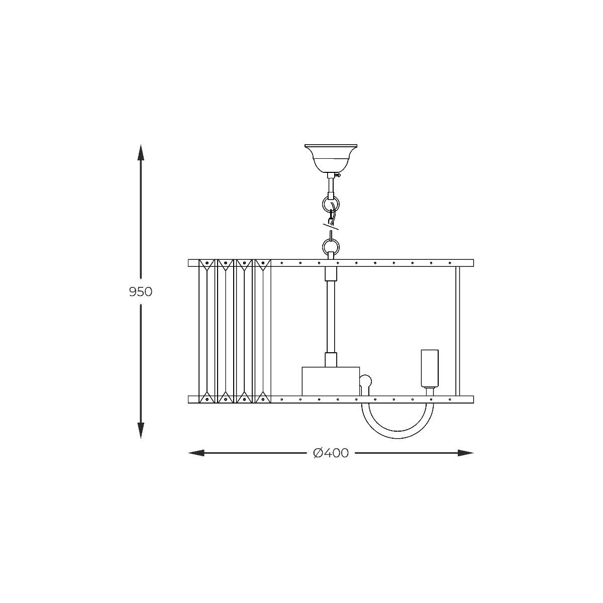 Piekaramā lampa Parizi 95/40/40 cm zelts