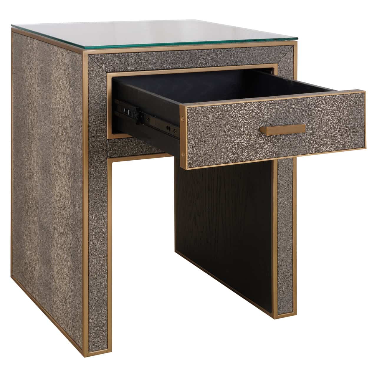 Naktsskapis Bloomville Richmond Interiors 51/66/42 cm brass shagreen incl. glass top