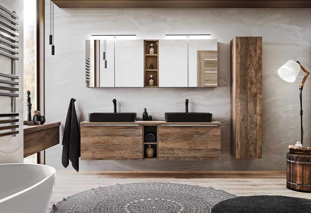 Vannas istaba skapīs ar spogulis Sant 60; 80/65/17 cm vintaž ozols - N1 Home