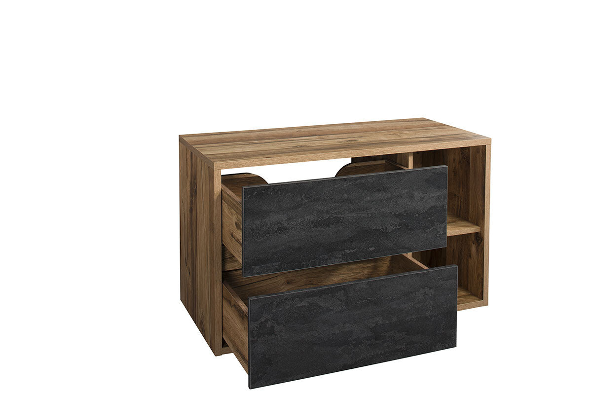 Vannas istabas mēbeļu komplekts Hamp D ar spogulis Hantona ozols/tumšs betons - N1 Home