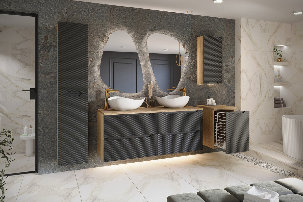 Vannas istabas skapīs Ocea 35/75/19 cm melns - N1 Home