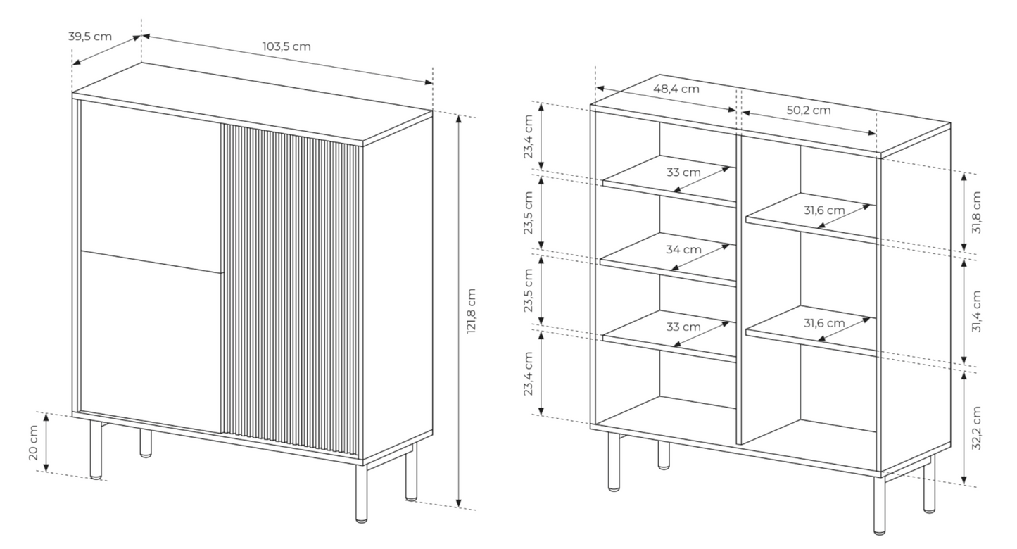 Kumode Tavis 121/103/39 cm ozols - N1 Home
