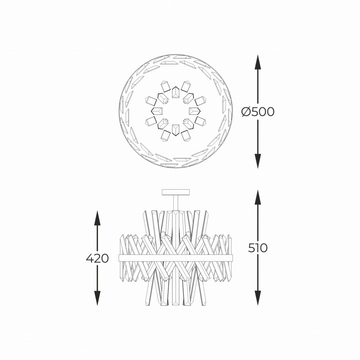 Griestu lampa Istanbul 51/50/50 cm zelts