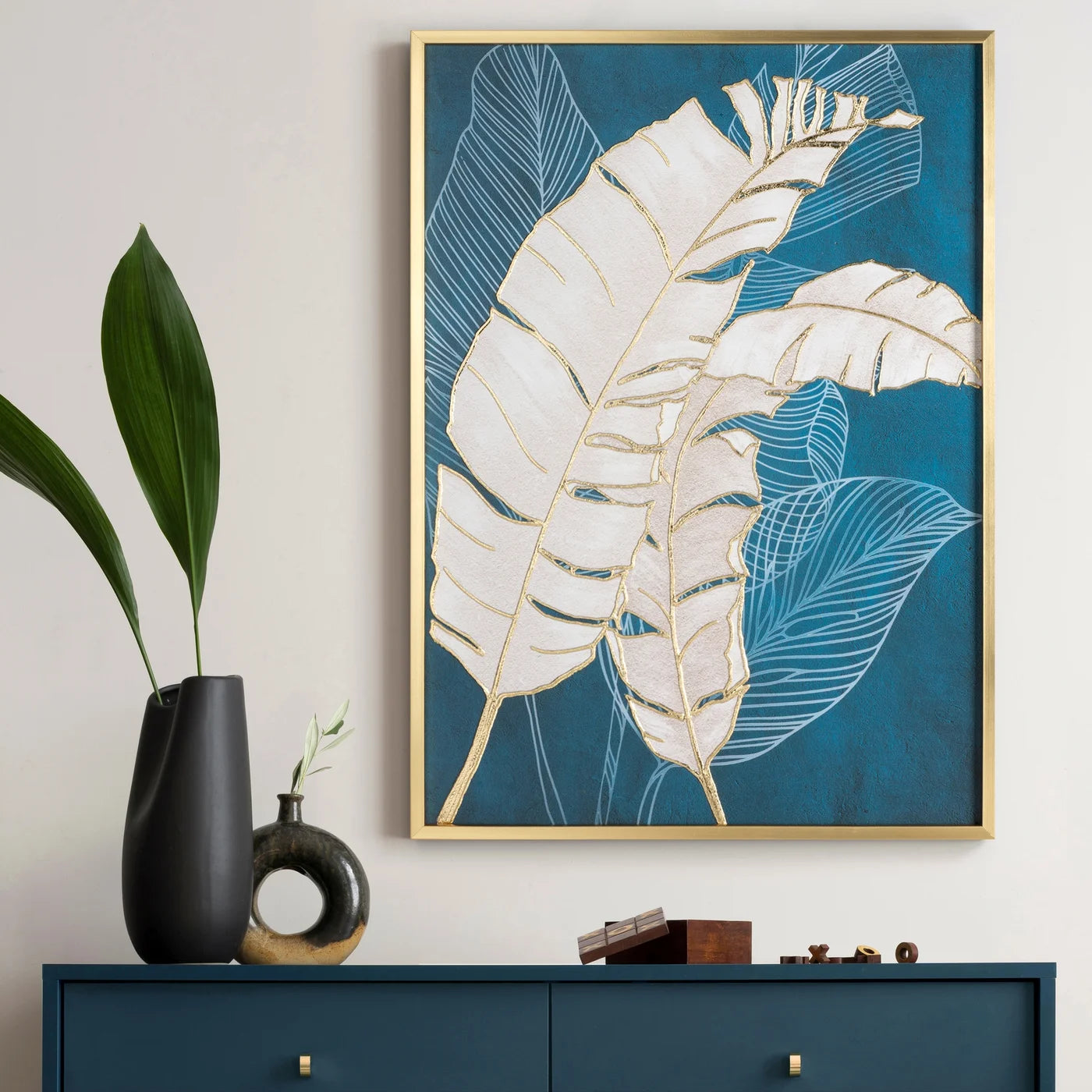 Glezna Leaf A 50/70 cm zils/zelts - N1 Home