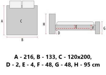 Gulta PRIMO 95/133/216 cm pelēks - N1 Home