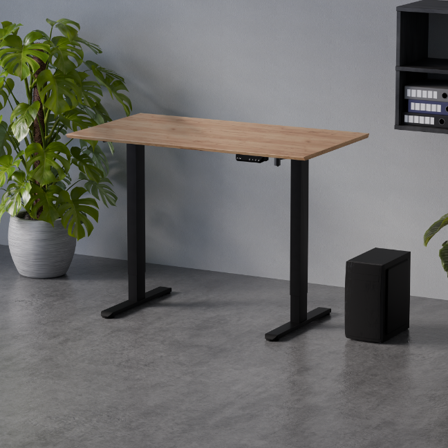 Biroja galds Flo 67/120 cm melns/Kraft zelts ozols - N1 Home