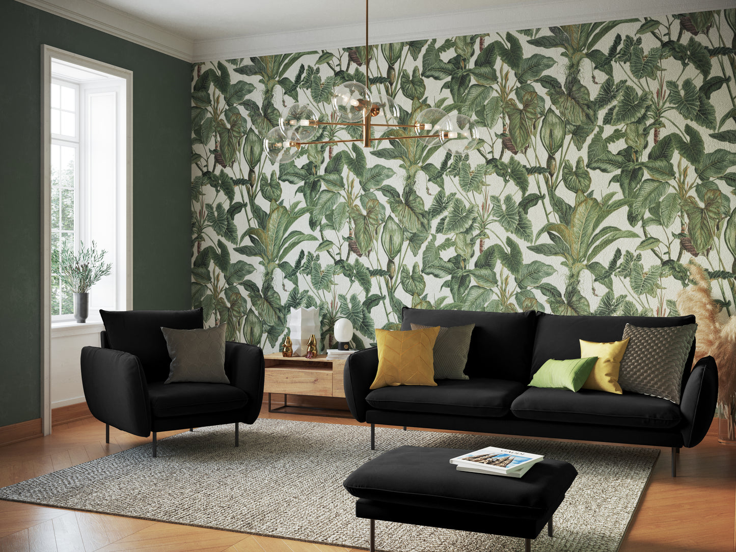 Atzveltnes krēsls Cosmopolitan Design Vienna samta 97x94x95 cm melns - N1 Home