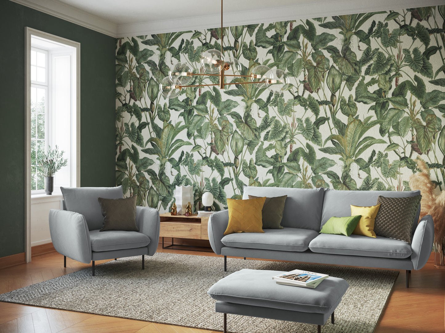 Atzveltnes krēsls Cosmopolitan Design Vienna samta 97x94x95 cm gaiši pelēks - N1 Home