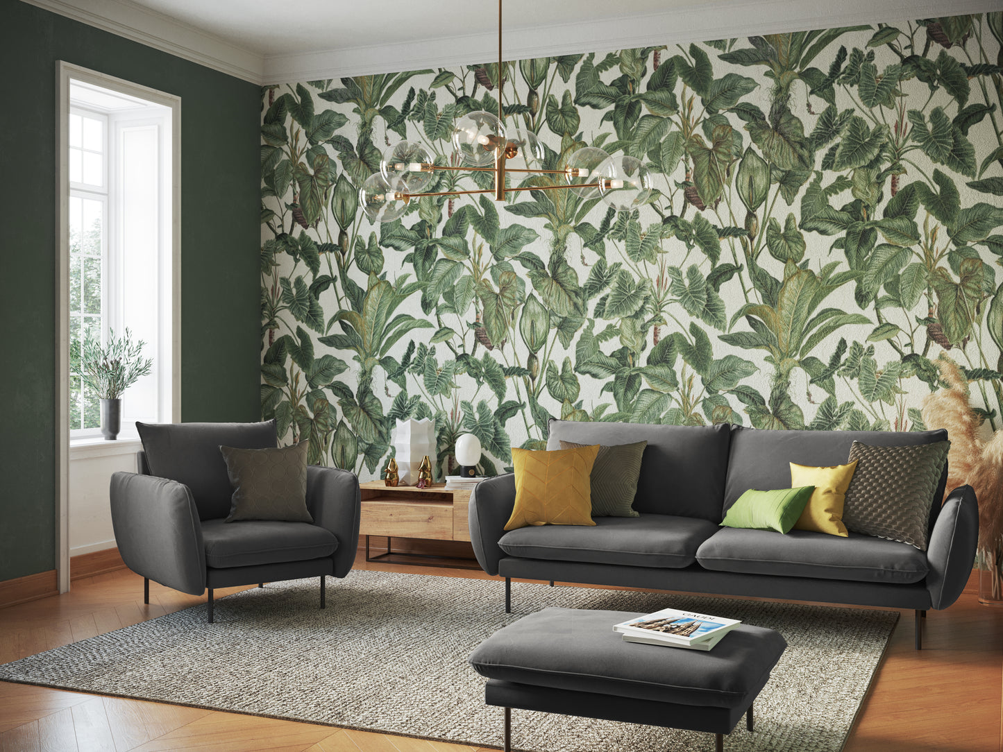 Atzveltnes krēsls Cosmopolitan Design Vienna samta 97x94x95 cm graffīts - N1 Home