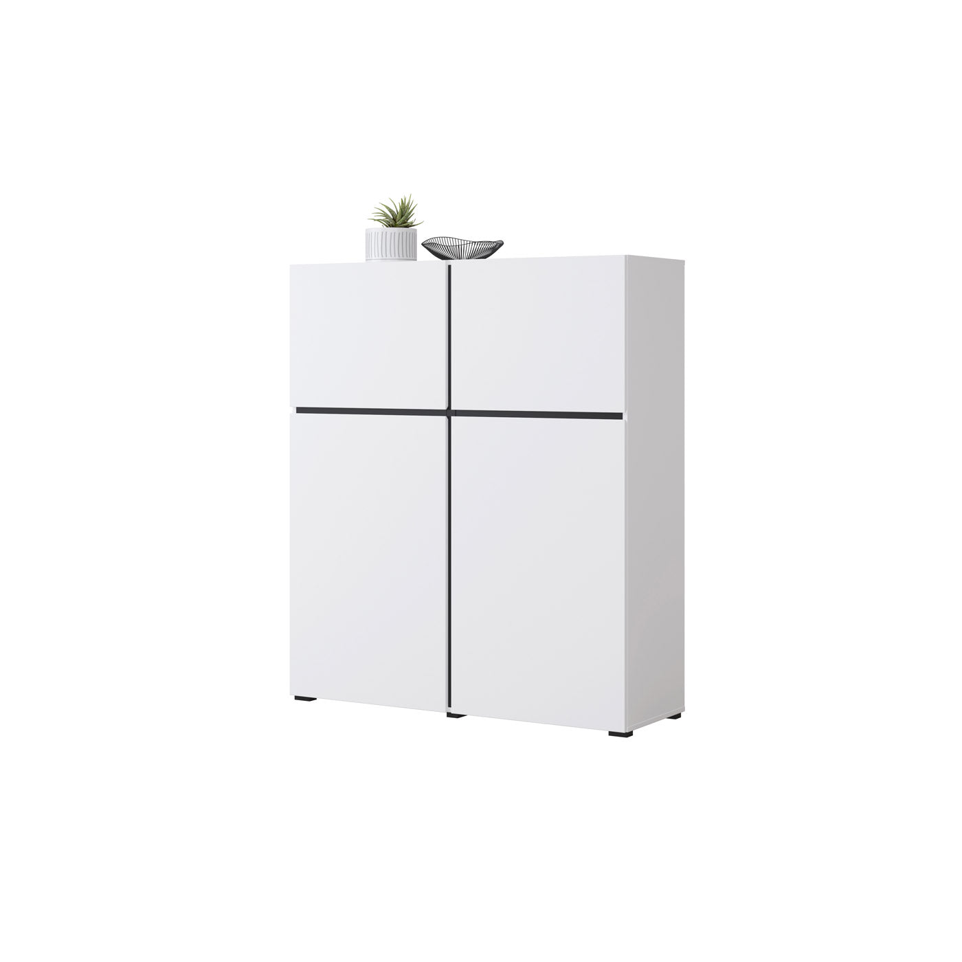 Kumode Krosit kolekcija 119/139/40 cm balts/melns - N1 Home