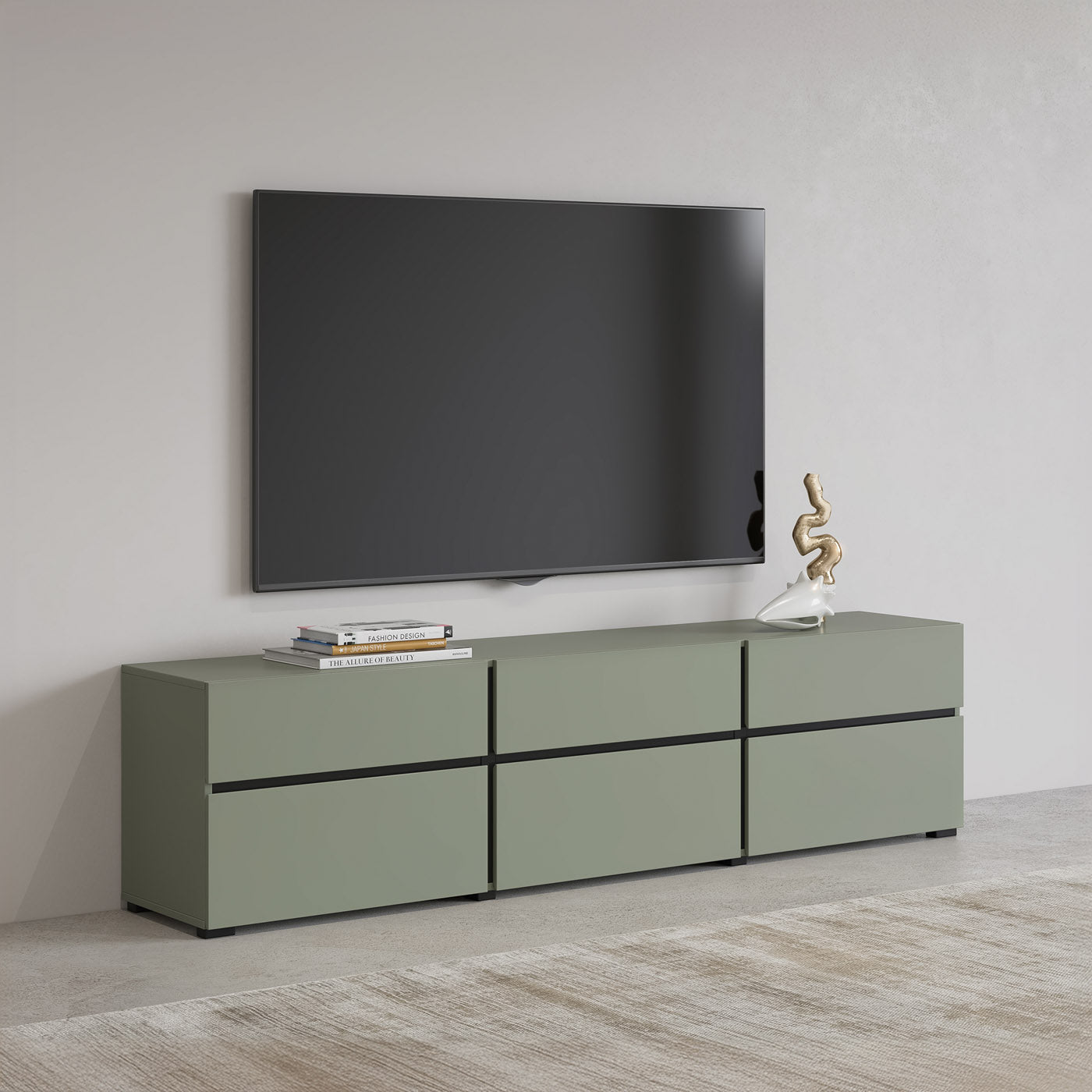 TV skapis Krosit kolekcija 180/40/48 cm zaļs/melns