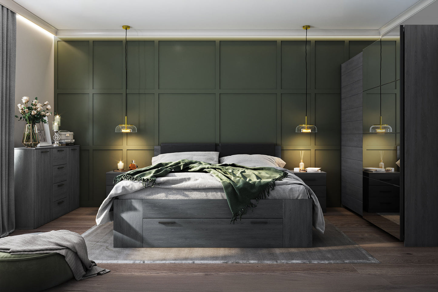 Kumode Galateja 132/93/38 cm carbon ozols - N1 Home