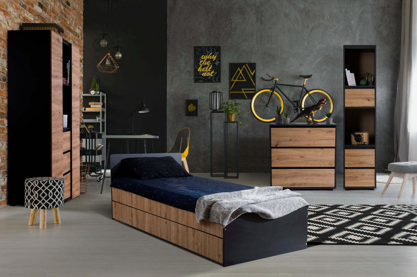 Kumode BALU 80 /81 /45 cm antracīts-ozols - N1 Home