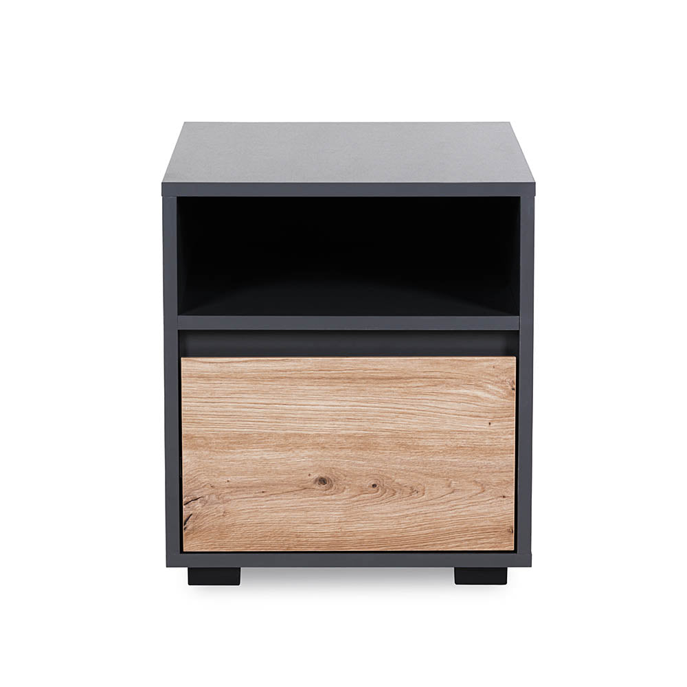 Naktsgaldiņš DAMBO 42/47/45 cm antracīts-ozols - N1 Home