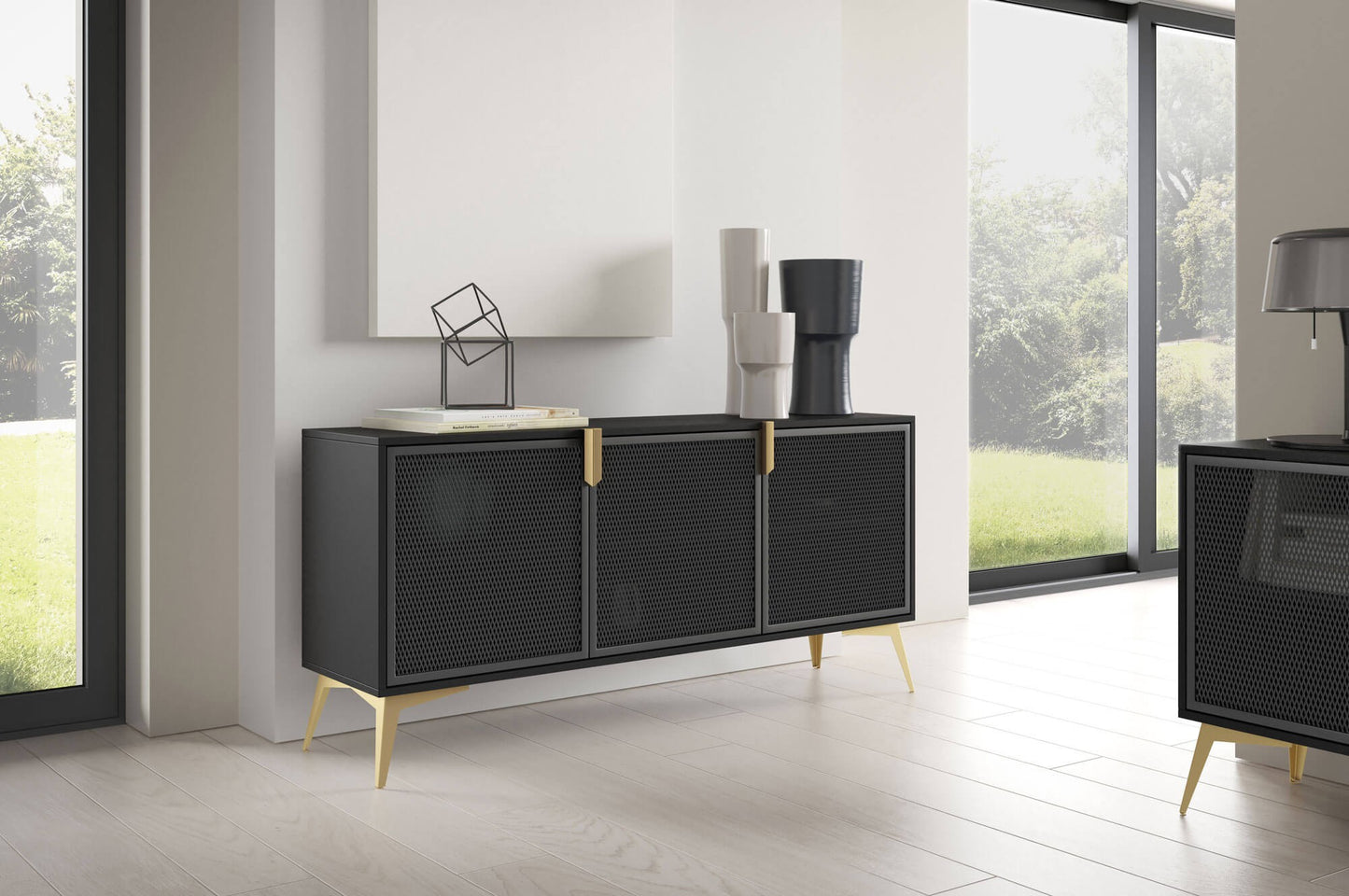 Kumode Bravis 164,5/42/77 cm kašmirs/melns - N1 Home