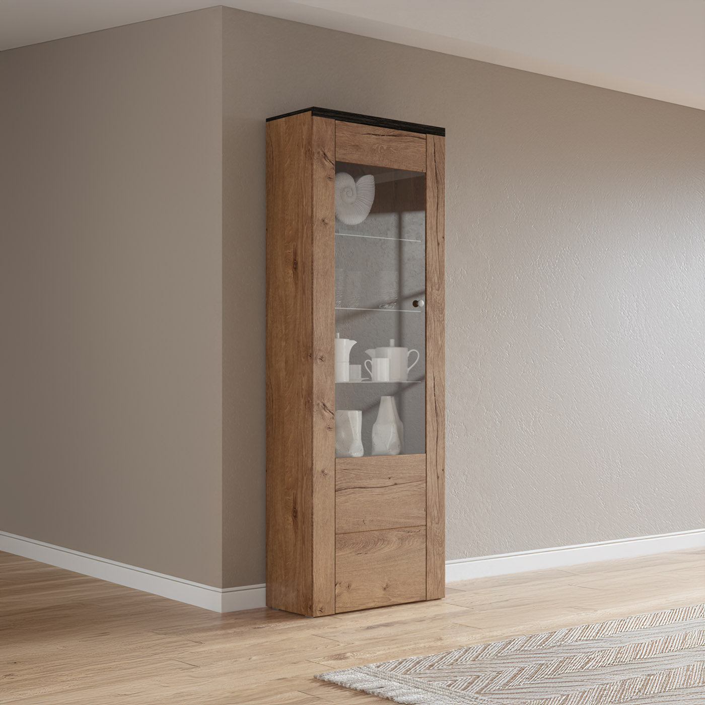 Skapis Laroš 65/206/37 cm Lefkas ozols/pieskārienkoks - N1 Home