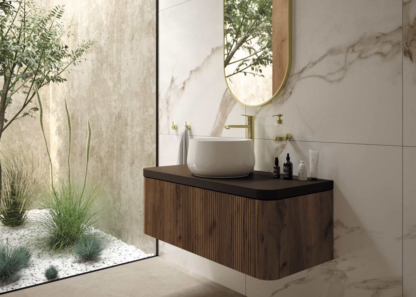 Izlietnes maisītājs, augsts Arnika 302 mm matēts zelts - N1 Home