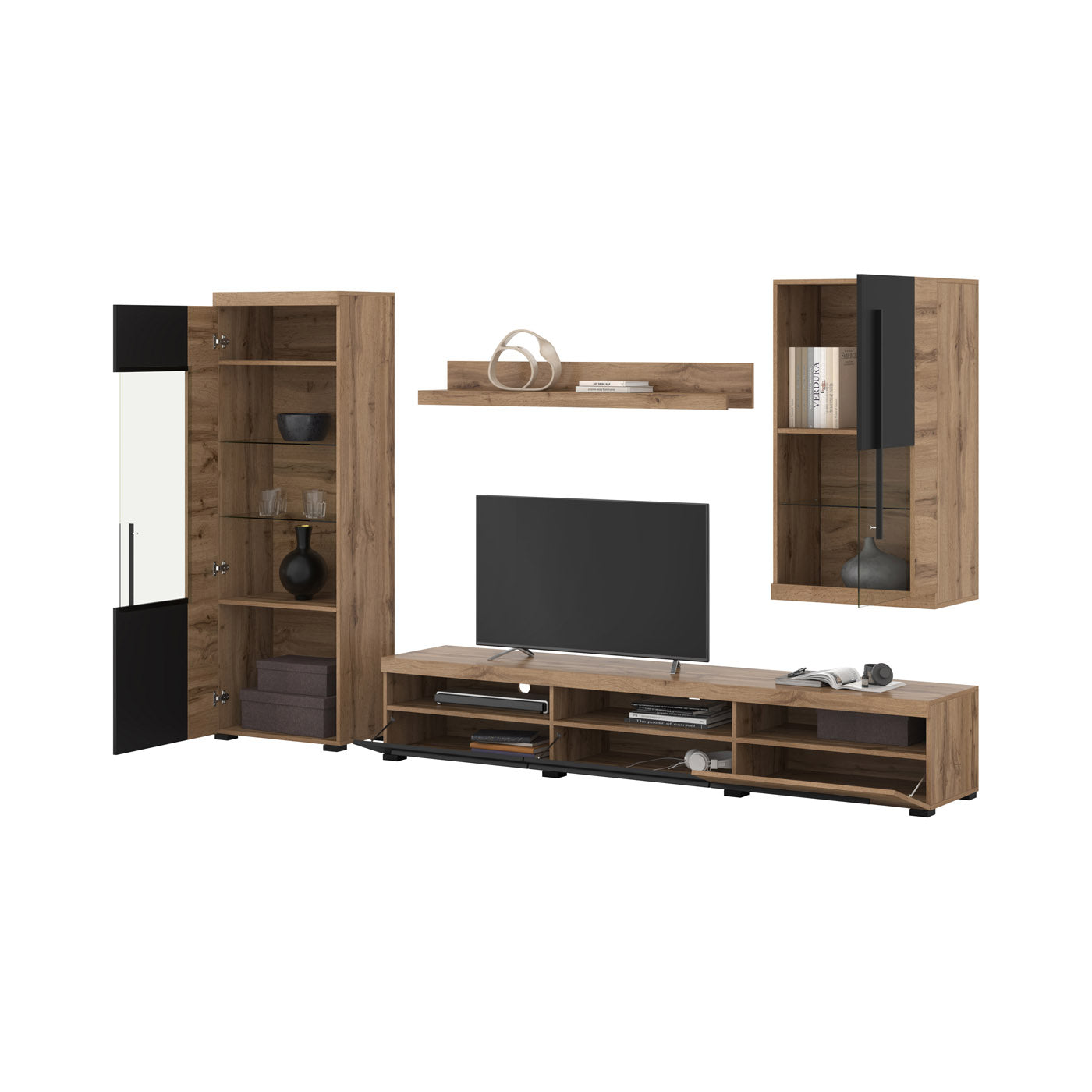 Sienas bloks Rogos 255/160/40 cm Votan ozols/melns