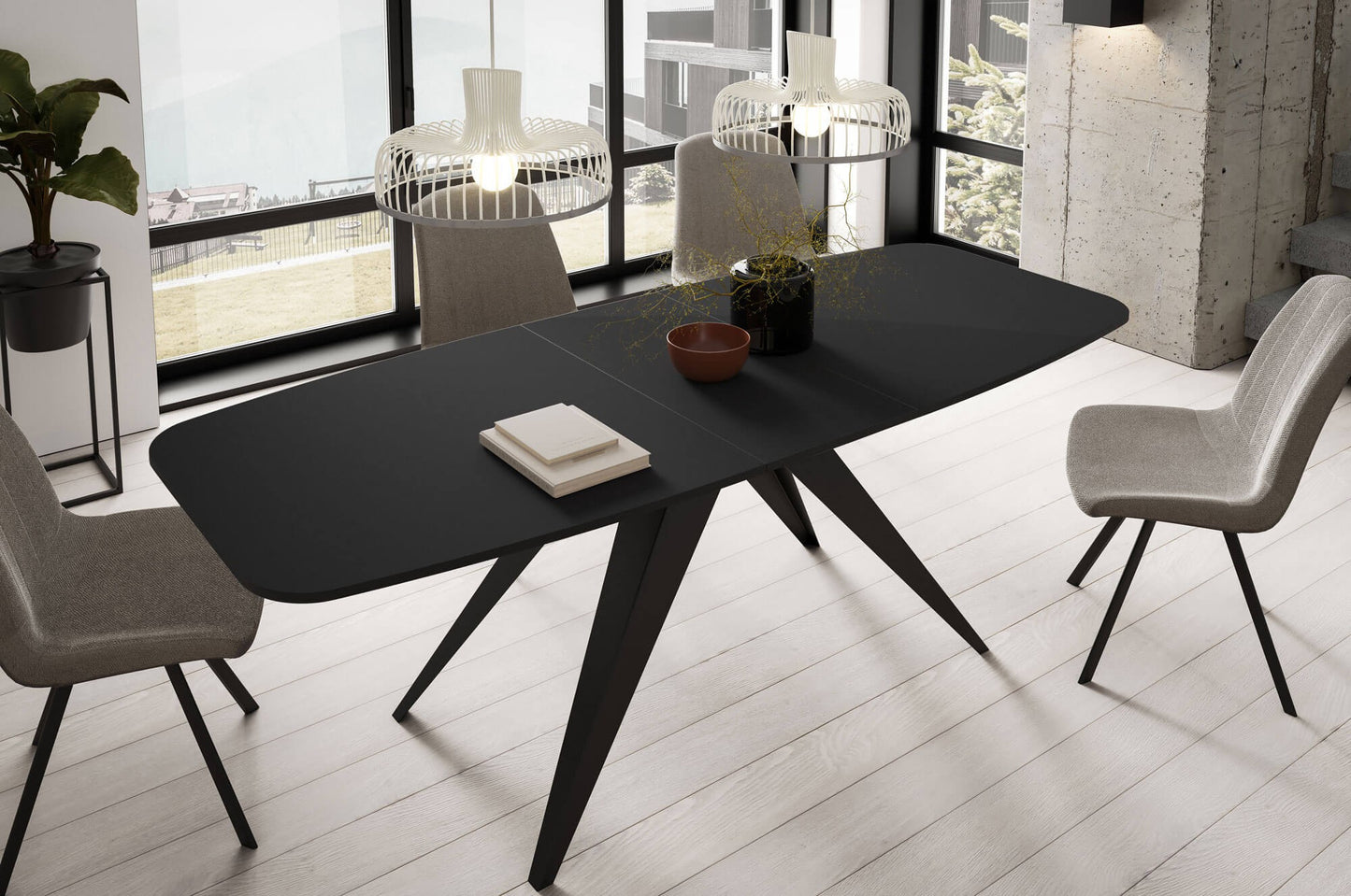 Galds Fery 76/160/80; 76/180/90 cm melns Molet/melns - N1 Home
