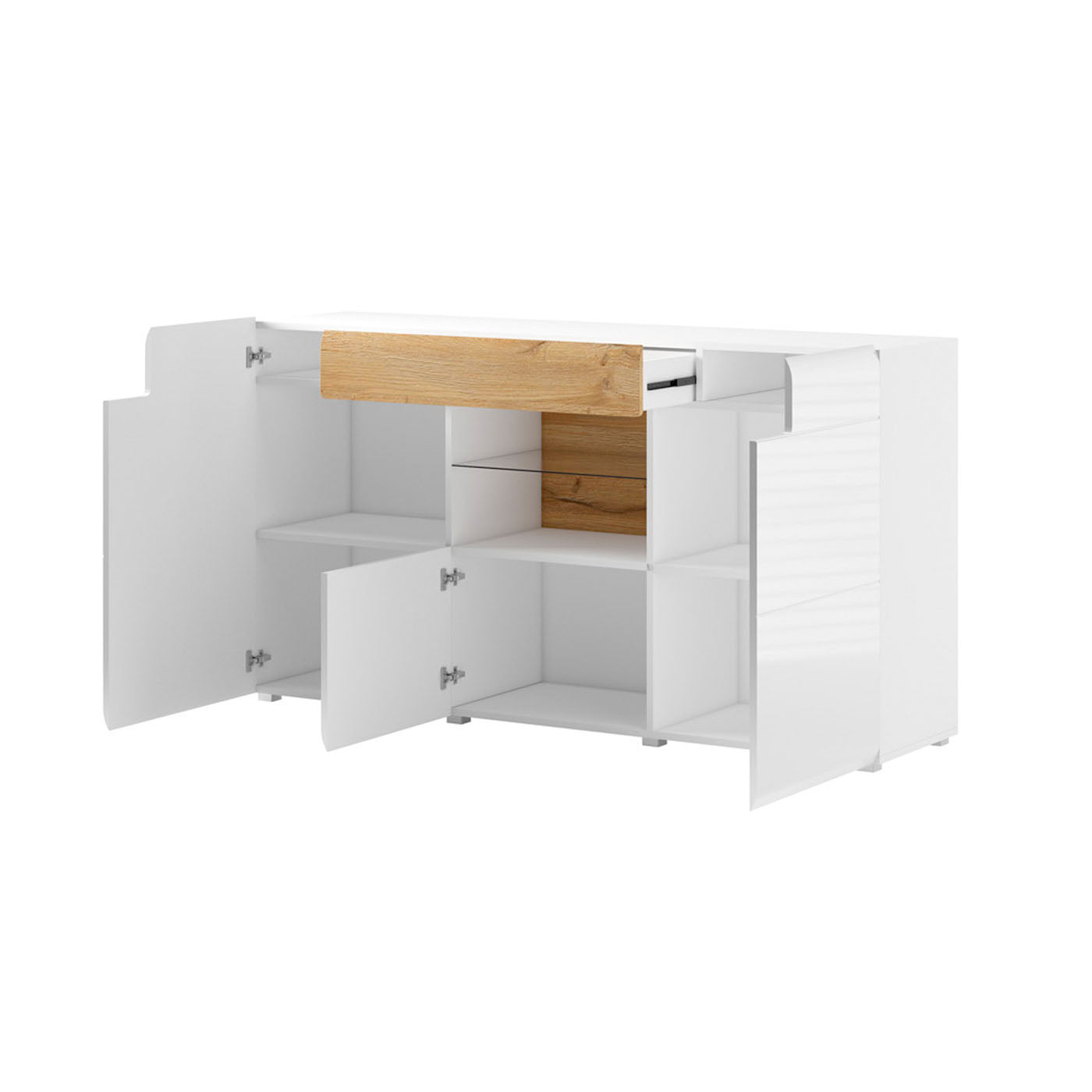 Kumode Tola 159/39/82 cm balts/San Remo ozols - N1 Home