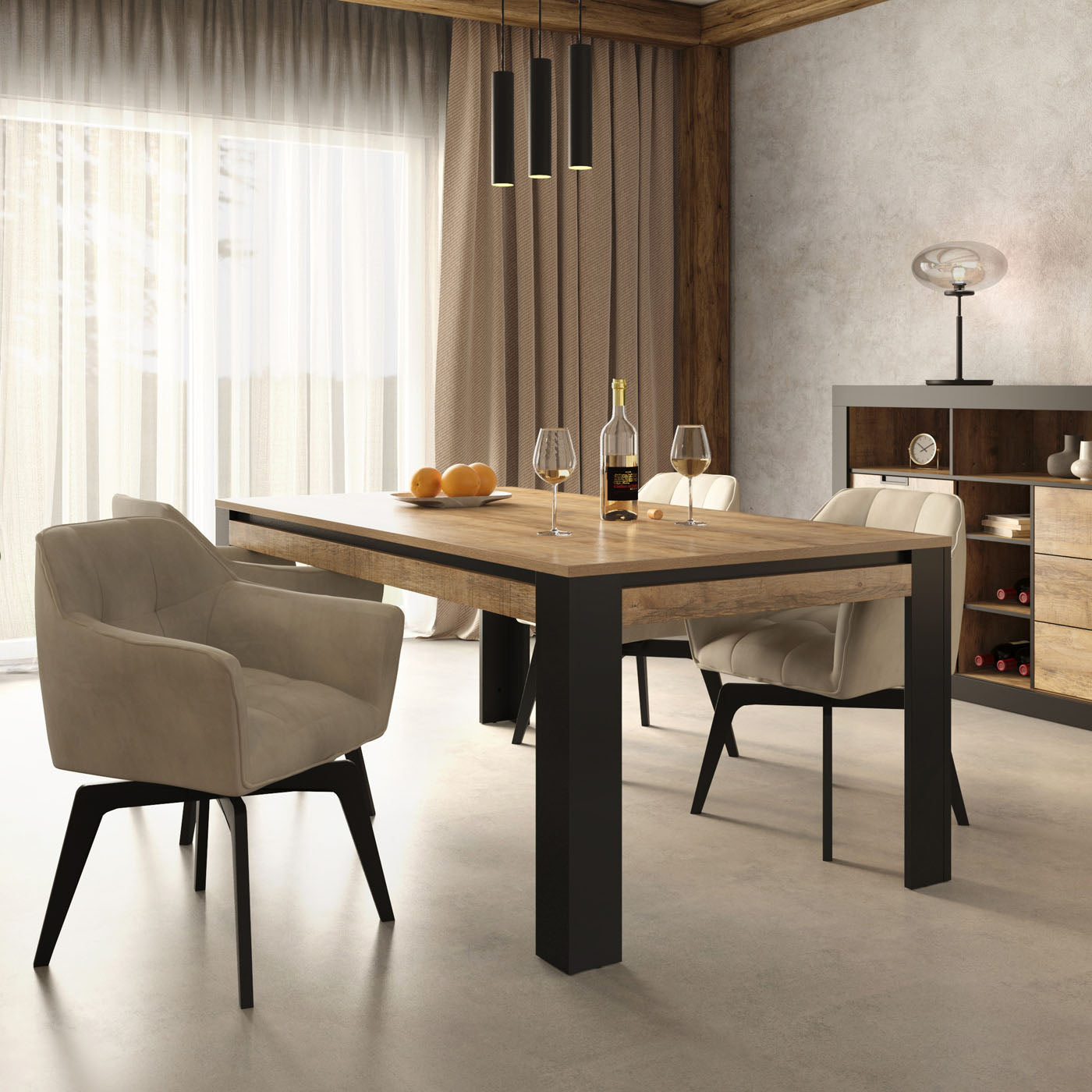 Galds Valor 194/100/77 cm samdal ozols/melns