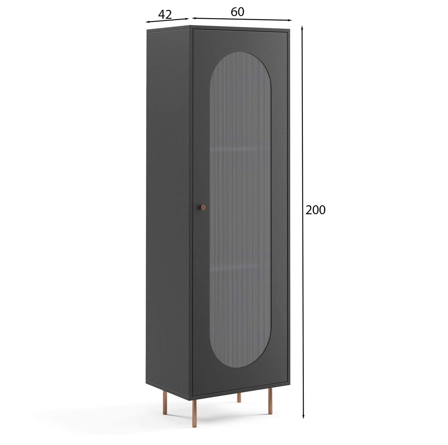 Vitrīnas skapis Volto 200/60/42 cm rieksts/varš - N1 Home