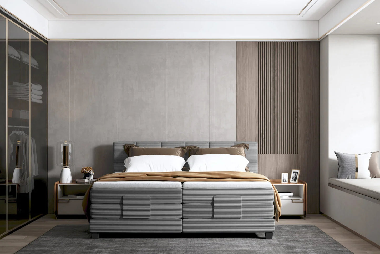 Gulta Carli 100/120/140/160/180 x 200 cm pelēks - N1 Home