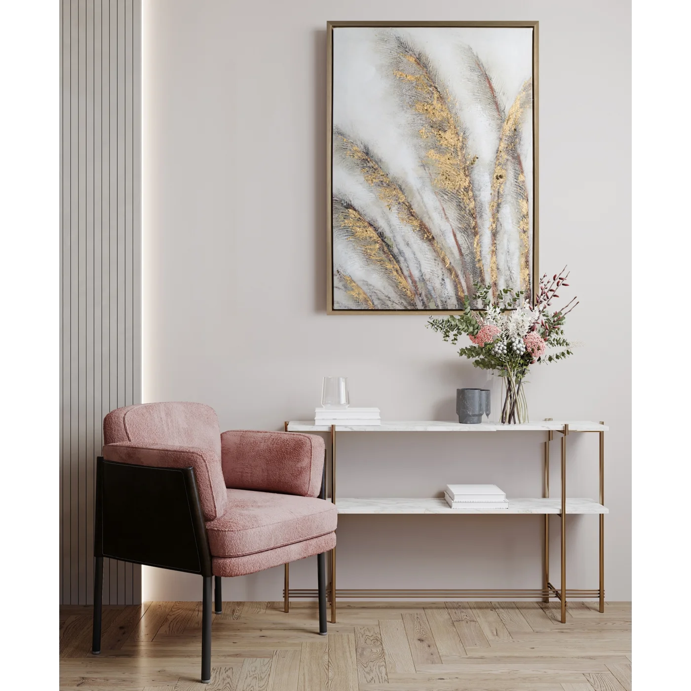 Glezna Lito 50/70 cm zelts/balts - N1 Home