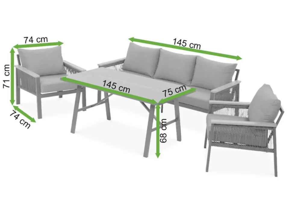 Dārza komplekts Askot 2 tumši pelēks - N1 Home