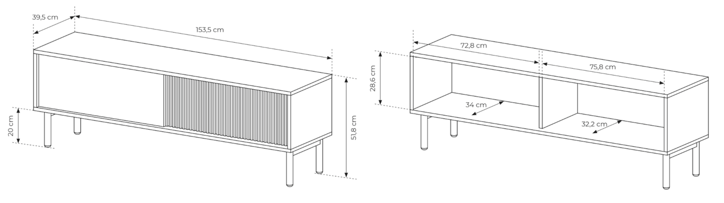 TV skapis Tavis 51/153/39 cm ozols