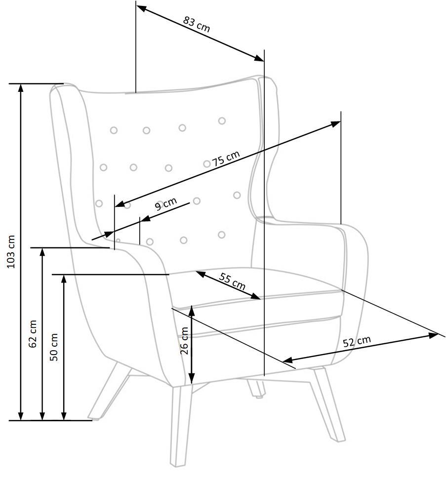 Krēsls Marv 75/83/103/50 cm bordo - N1 Home