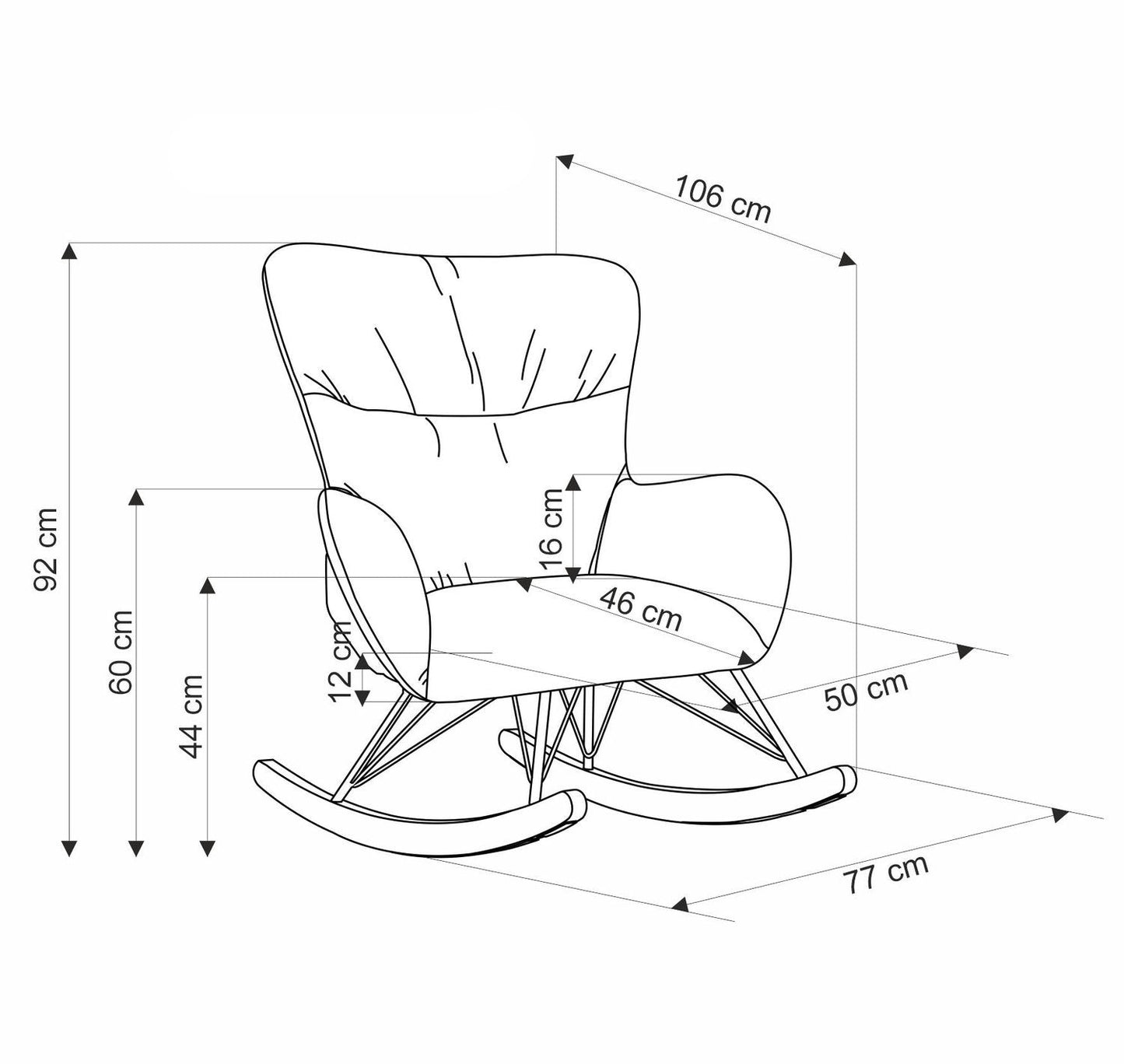Krēsls BONO 77/106/92/44 cm pelēks - N1 Home