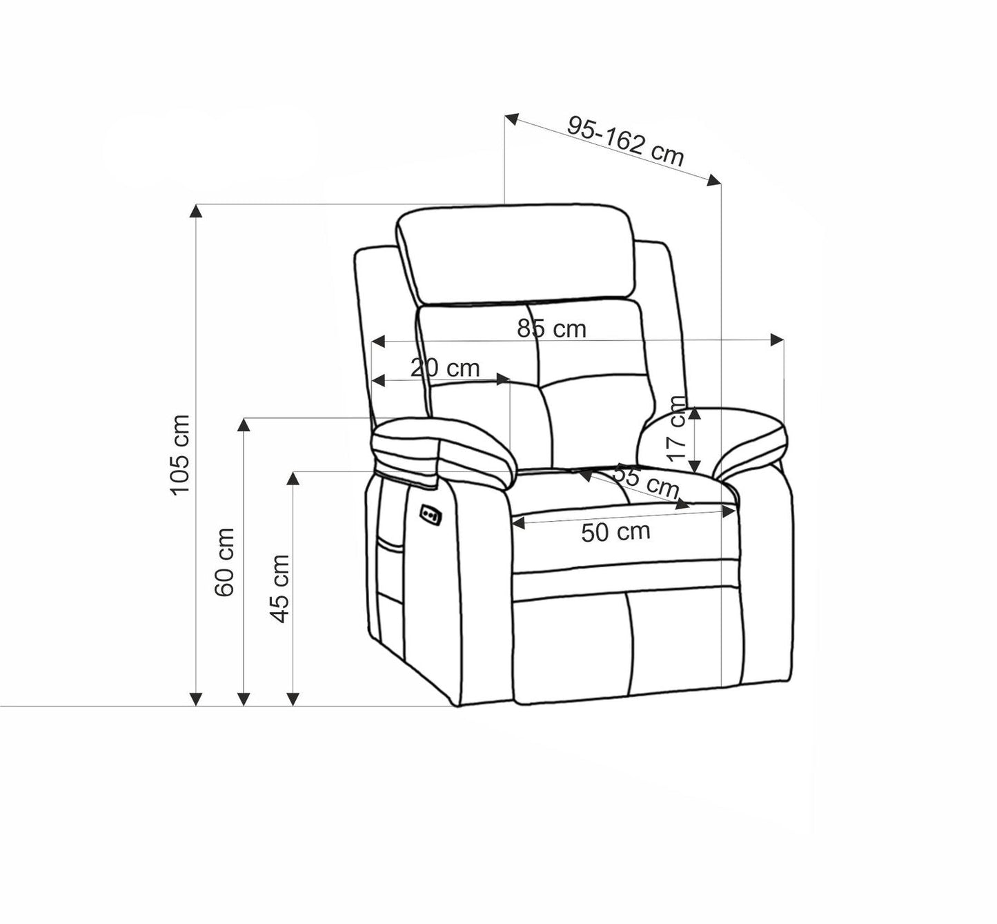 Krēsls Lorit 85/95–162/105/45 cm pelēks