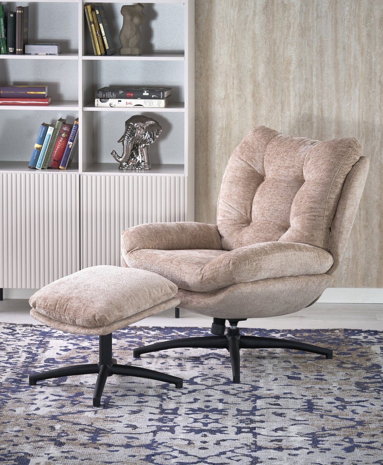 Krēsls ar kāju balstu Peso 76/92/96/48 cm bēšš - N1 Home