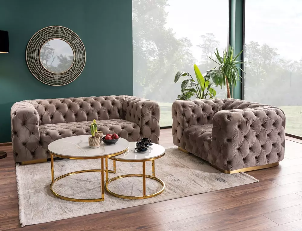 Kafijas galdiņš APENA pelēks spīdums / hroms - N1 Home