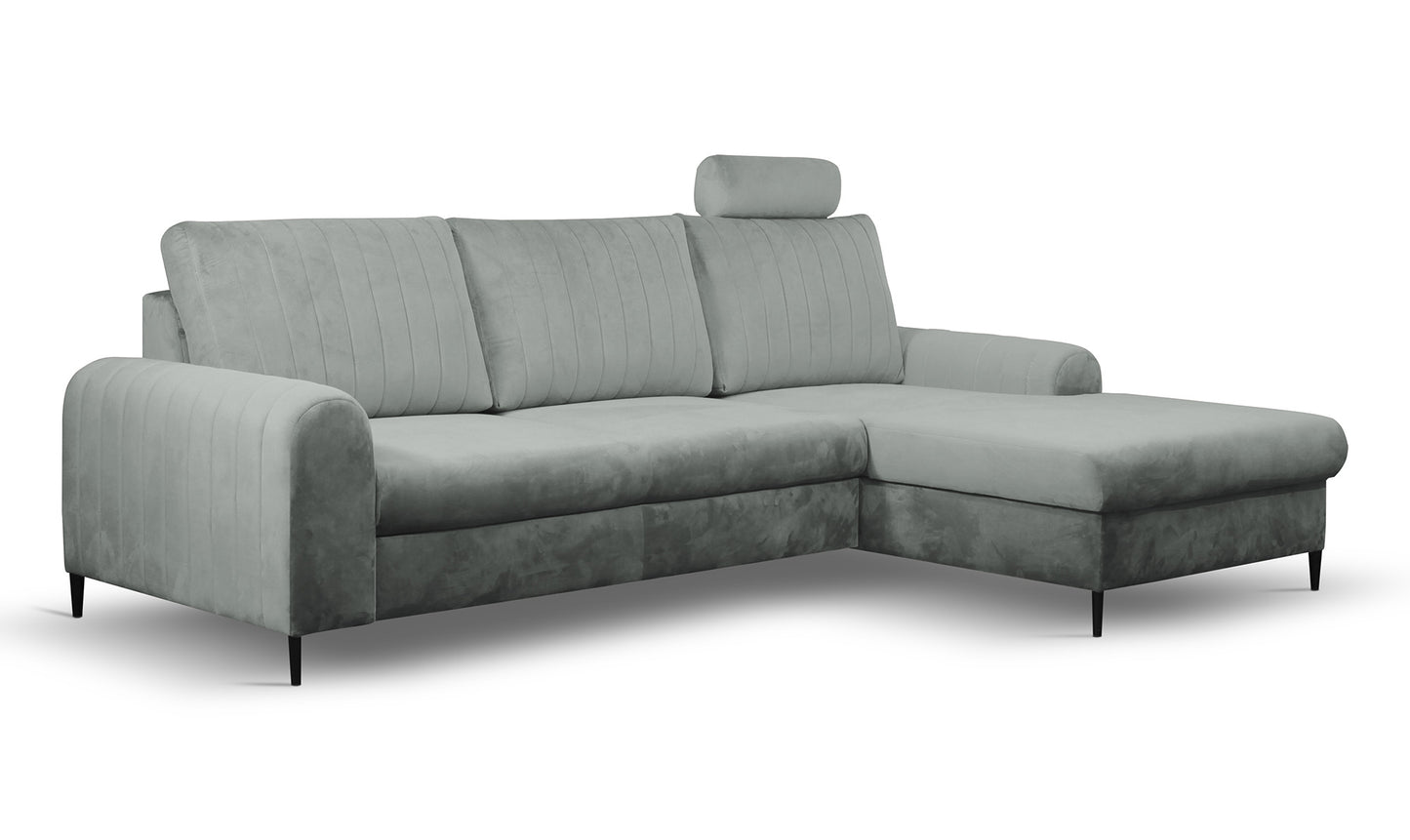 Dīvāns Monaske 252/106,5/90-168 cm pelēks - N1 Home