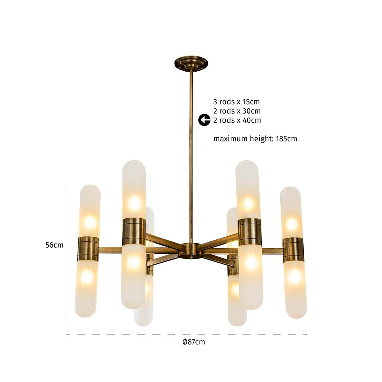 Griestu lampa Tricon Richmond Interiors 86/86/220 cm zelts