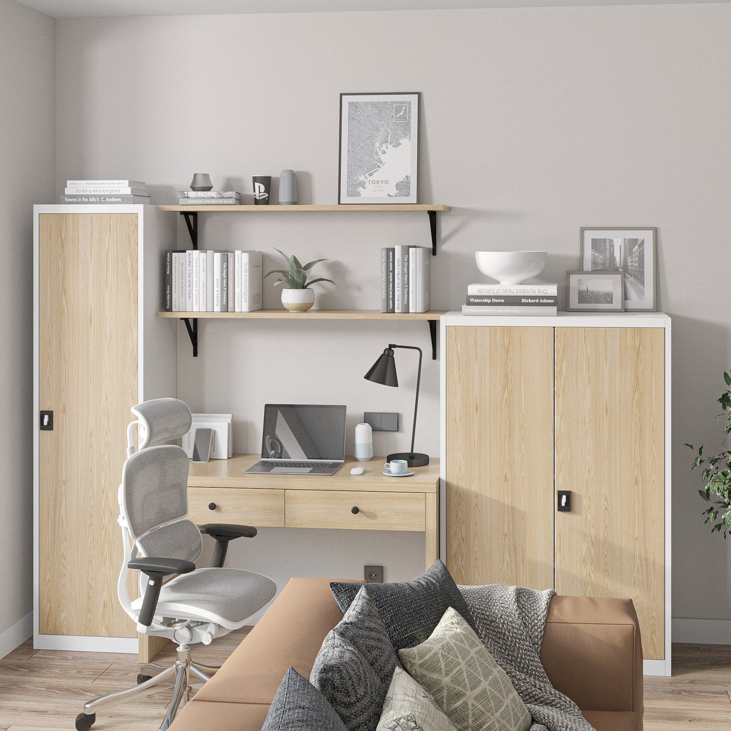 Slēdzams metāla skapis Kev 140/90/40 cm ozols - N1 Home