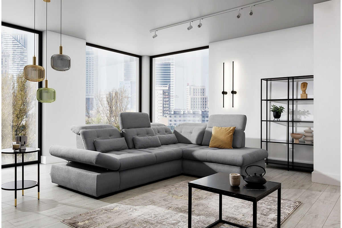 Dīvāns MARA M labais stūris 286/88-107/206 cm tumši pelēks - N1 Home