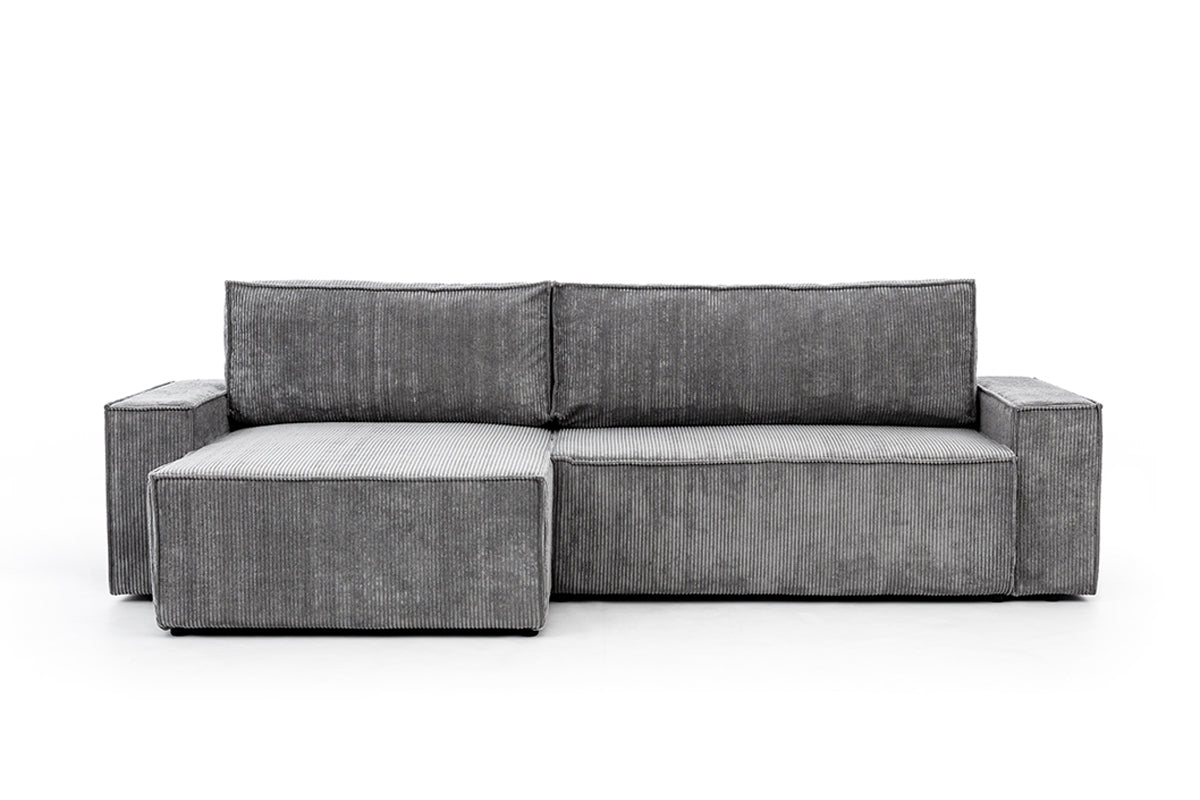 Dīvāns FIBI M kreisais stūris 283/90-77/144 cm pelēks - N1 Home