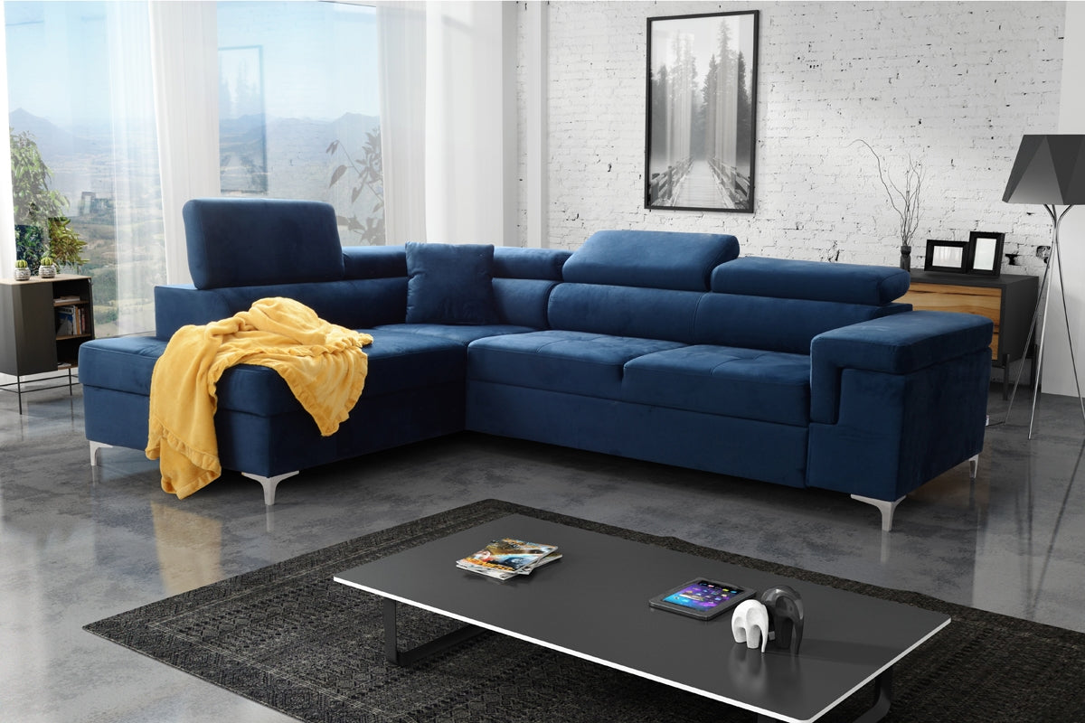 Dīvāns EGO L kreisais stūris 274/76-98/202 cm zils - N1 Home