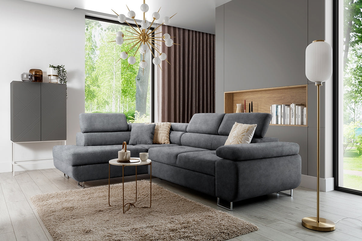Dīvāns TOKYO kreisais stūris 277/76-98/201 cm tumši pelēks - N1 Home