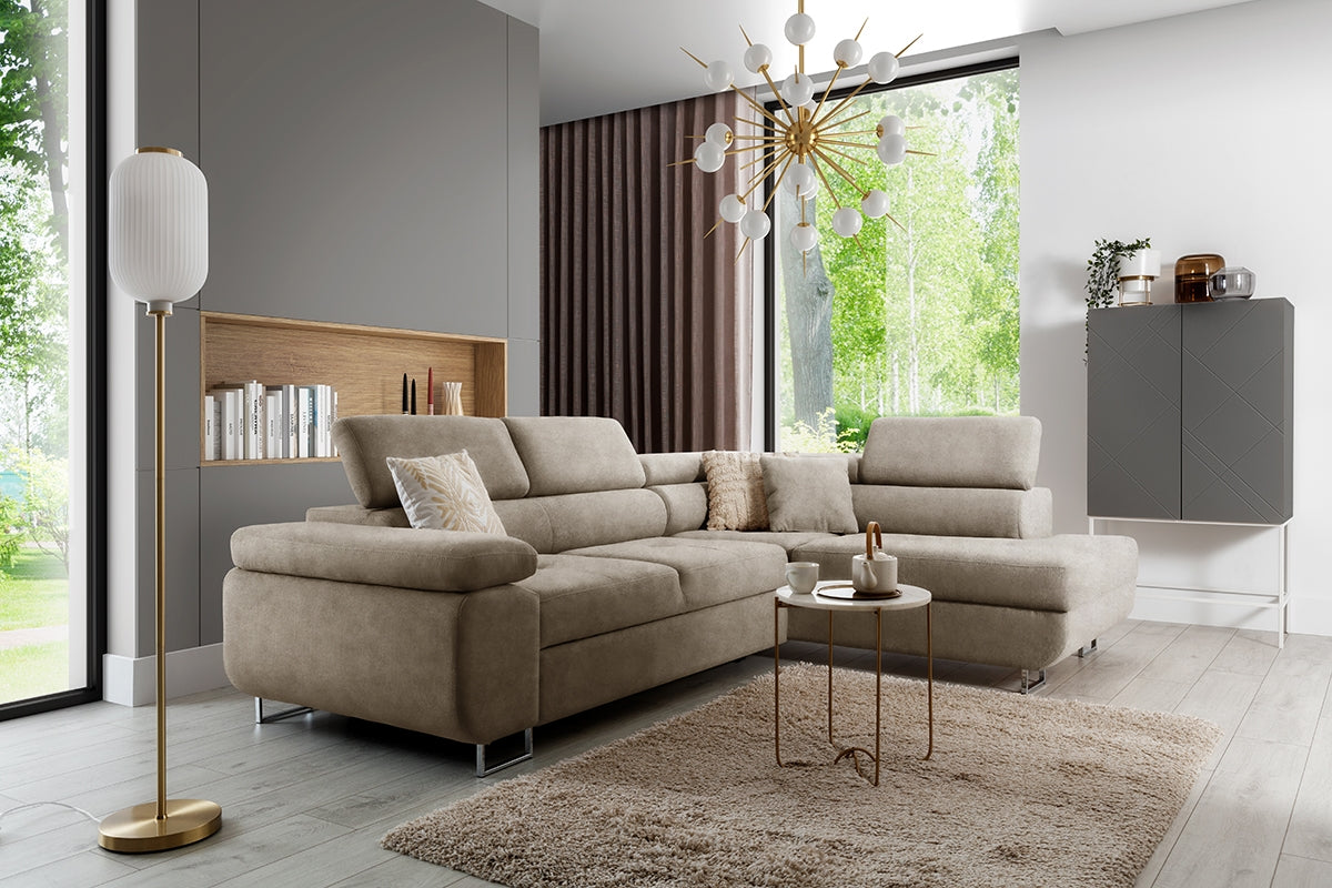 Dīvāns TOKYO labais stūris 277/76-98/201 cm bēšs - N1 Home
