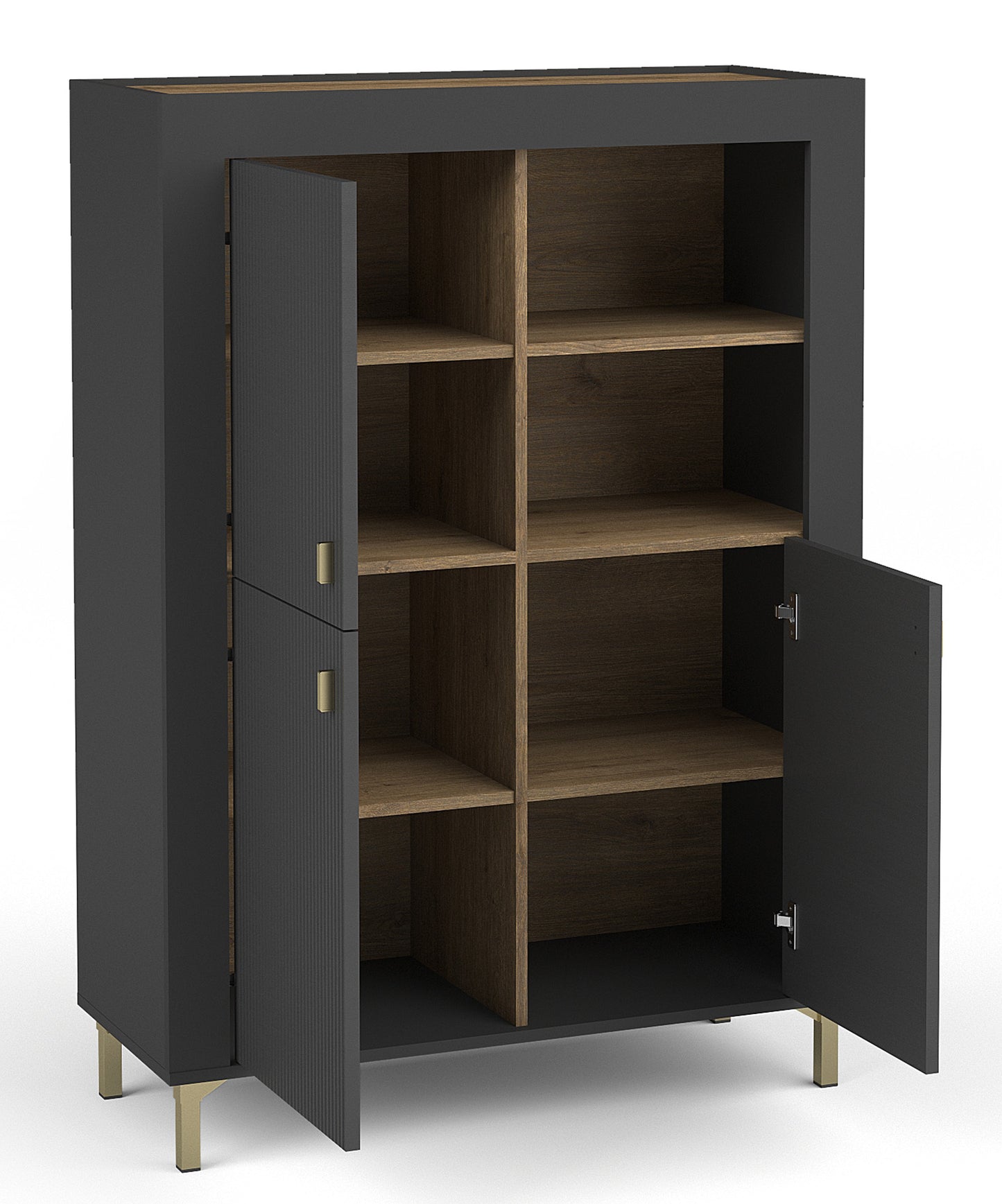 Vitrīna Lamos 96/135/39 cm melns/zelts - N1 Home