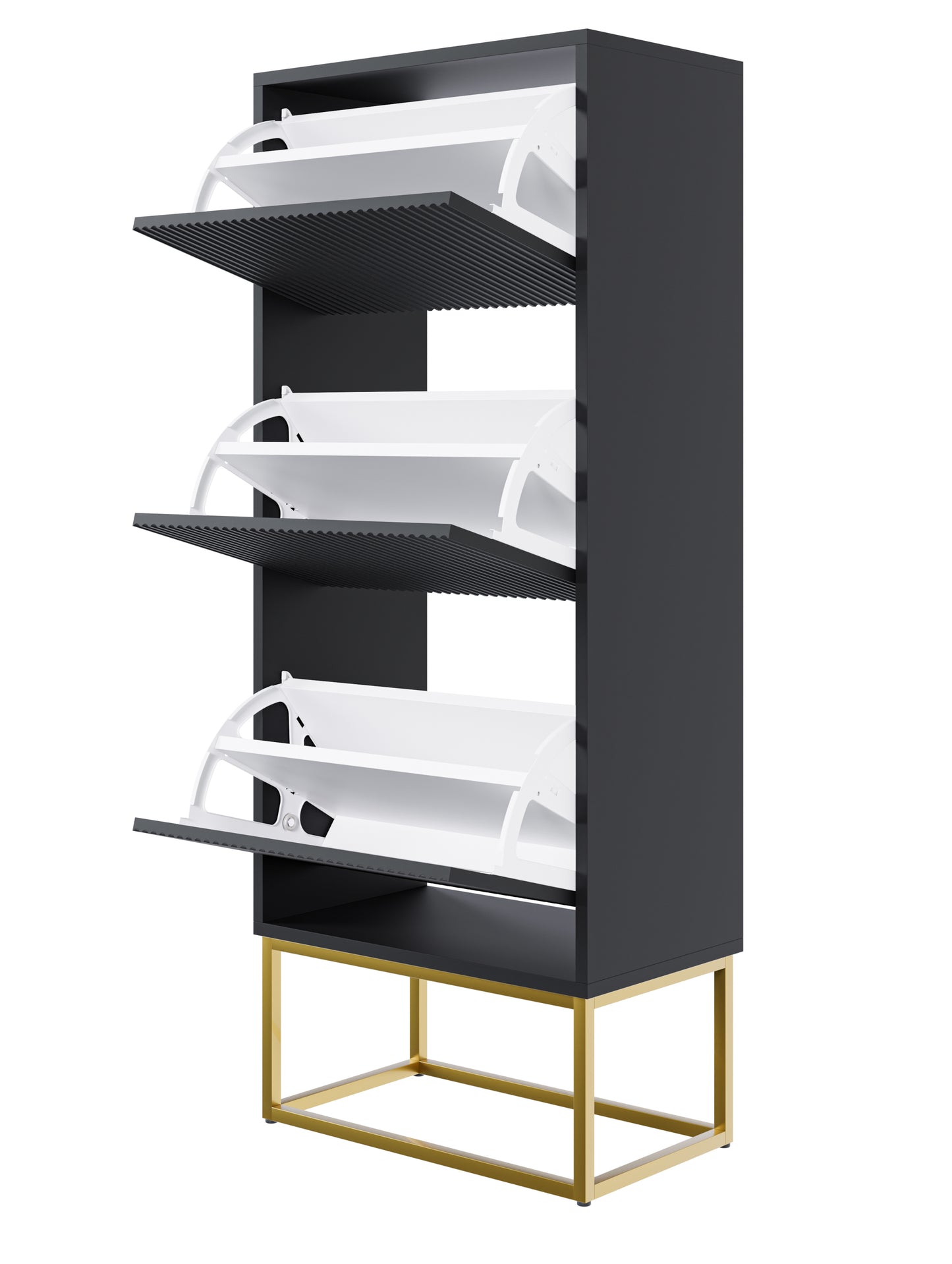 Apavu skapis Velda 50/30/125 cm melns/zelts