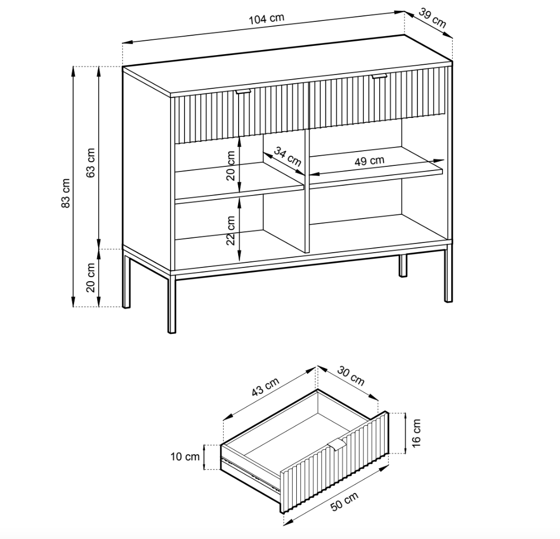 Kumode NV 104/83/39 cm olīves/melns