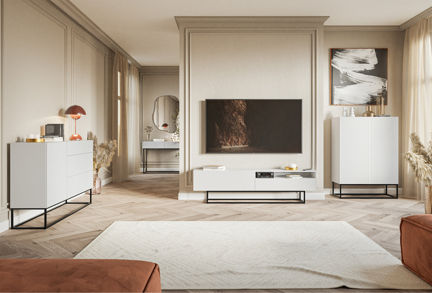 Kumode Velda 100/90/38 cm balts/melns - N1 Home