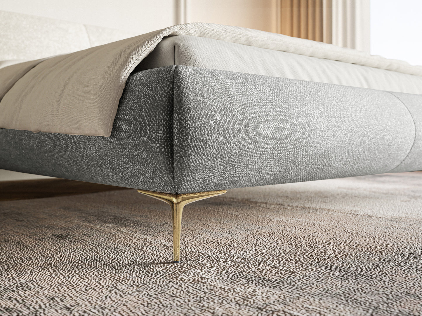 Gulta ar konteineru Valeo 140/160/180x 200 cm Melody 3 (Agmamito),zelta kājas - N1 Home