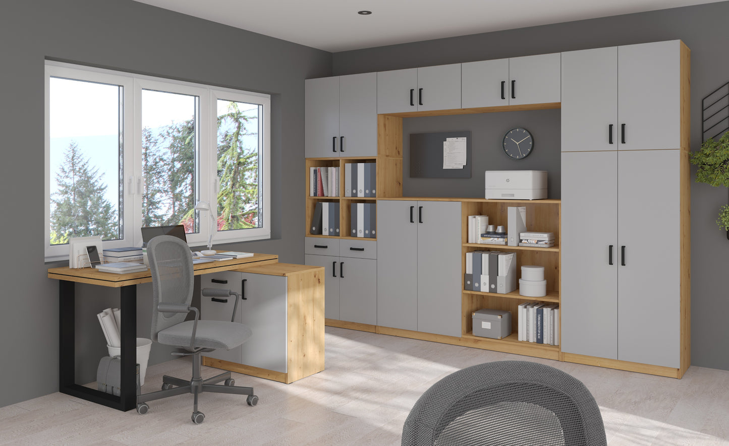 Biroja kabinets Stun 37/40/44 cm pelēks - N1 Home